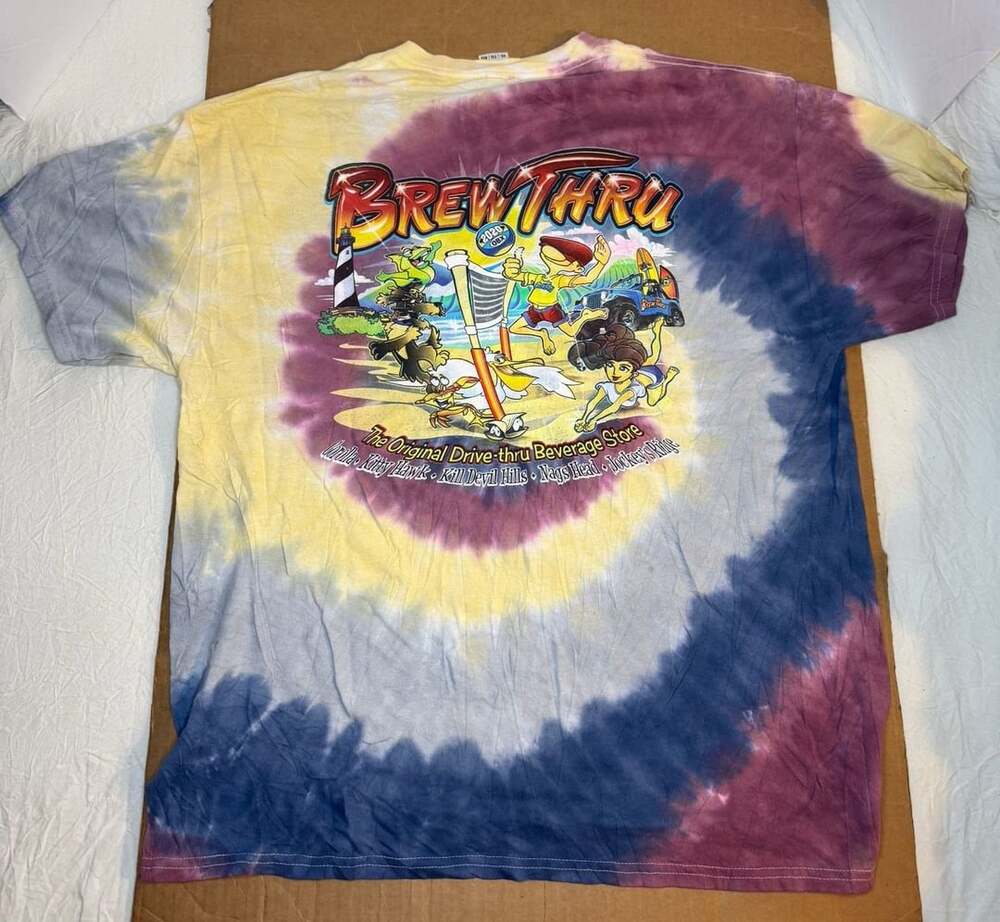 Brew Thru Outer Banks Tie Dye T Shirt XL Colortone